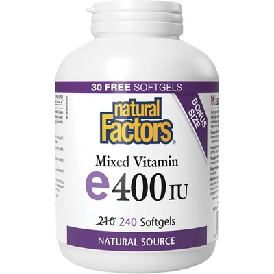 Natural Factors Vitamin E 400 IU · Natural Source 268 mg [240 Гел капсули]
