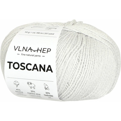 Vlna-hep Příze Toscana - jemná přírodní příze - bavlna, merino vlna, hedvábí Toscana: 143000 White Sand