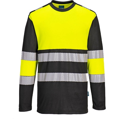 Portwest hi-vis pw312 / Светлоотразителна риза с дълъг ръкав - hv жълто/черно 4xl (pw312ybr4xl)