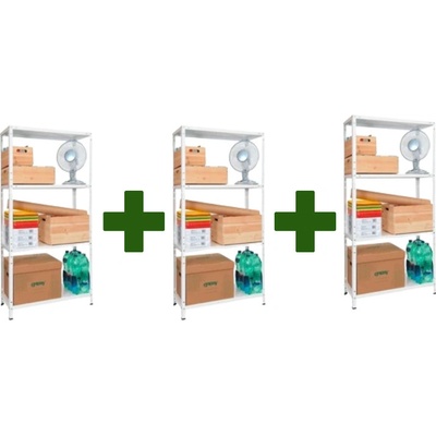 Kovona Standard Eco 180 x 75 x 30 6 políc biely 3 ks