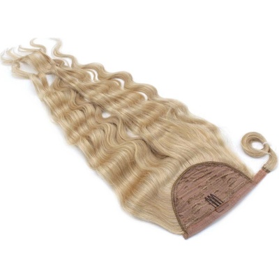 Clip in culík z pravých lidských vlasů vlnitý 50cm přírodní blond