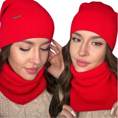 Fashionweek Dámská sada čepice + nákrčník S2917 Červená