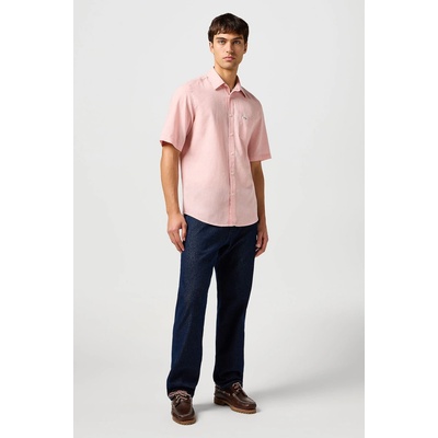 Wrangler pánska košeľa krátký rukáv one pocket 112362676 ružová