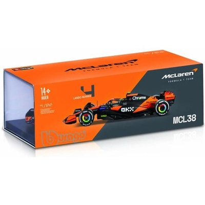 Bburago Bburago 1: 24 RACE Формула F1 - McLaren F1 Team MCL38 (2024) #81 (Оскар Пиастри) - Твърд калъф