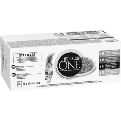 Purina ONE Multipack Sterilcat minifiletky hovězí,kuře,losos,krůta ve šťávě 60 x 85 g