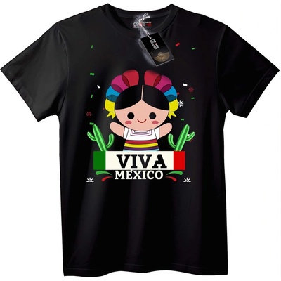NOONEBRAND Тениска Viva Mexico карикатура - L, Black