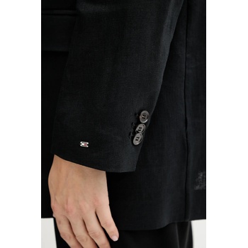 Tommy Hilfiger Ленено сако Tommy Hilfiger в черно с уголемена кройка с изчистен дизайн WW0WW47163 (WW0WW47163)