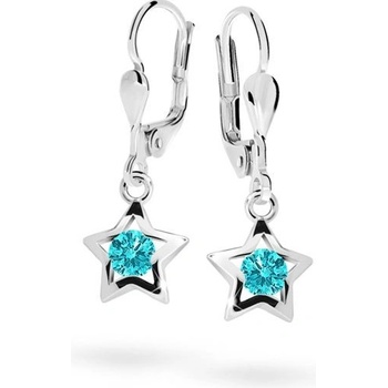 Danfil detské náušnice hviezdičky C1942 z bieleho zlata mint green klapka