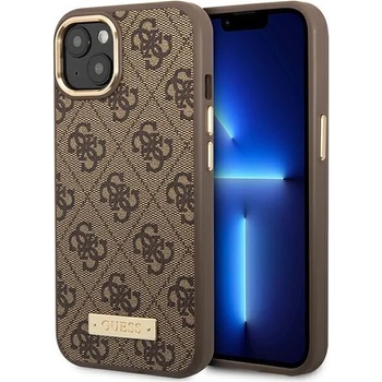 GUESS Кейс Guess GUHMP14MU4GPRW за iPhone 14 Plus 6.7"", кафяв / кафяв, твърд, 4G Logo Plate MagSafe (GUE002407-0)