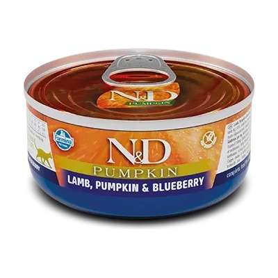 N&D Cat Duck & Pumpkin Can - Консервирана храна за израснали котки с агнешко месо и боровинка, 70 гр