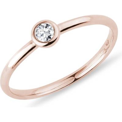 Klenota Bezel prsten s briliantem v růžovém zlatě k0661014
