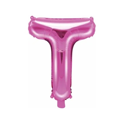 PartyDeco Балон от фолио Mini - Буква Т 35см розов