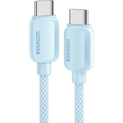 Essager ES-X46 opletený nabíjecí a datový USB-C na USB-C 2m modrý