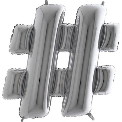 SMART BALLOONS Balónik fóliový # znak strieborný silver 102 cm SYMBOL1