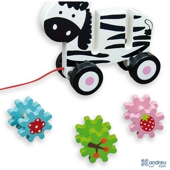 Image 1 of Andreu toys - Играчка за дърпане - Зебра със зъбни колела