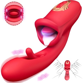 SuperLove Triple Stimulation Licking Tongue & Flapping G-Spot Vibrator Red