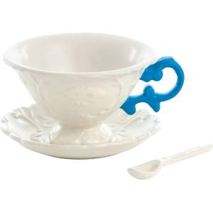 Seletti Чаша за чай с чинийка и лъжица I-WARES светло синьо, Seletti (SLT09858AZZ)
