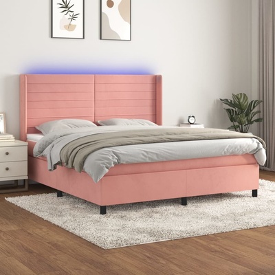 Petrashop 3139642 Boxspring postel s matrací a LED růžová samet Růžová