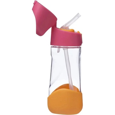 b.box Láhev s brčkem růžová oranžová 600 ml