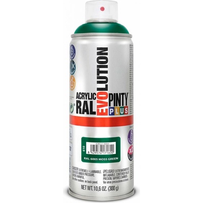 Pinty Plus Evolution - farebný sprej v odtieňoch podľa RAL - RAL6005 - Zelená machová - 400 ml