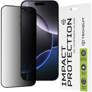 Techsuit Протектор за iPhone 16 Pro Max - 111D Privacy Full Glue - черен