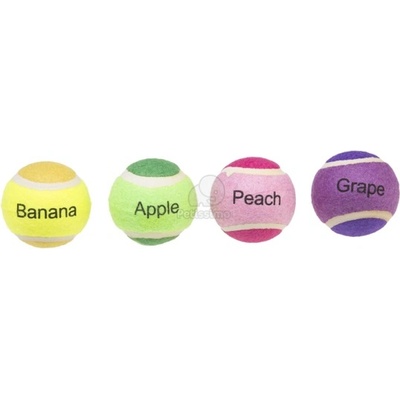 GimDog Овкусени тенис топки за кучета - ябълка, банан, праскова, грозде 4 бр