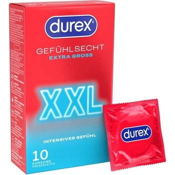 Durex 10 бр. Тънки, широки презервативи Durex Feel Thin XXL