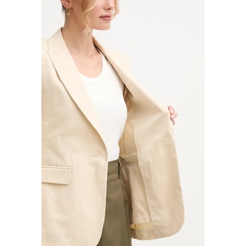 Weekend Max Mara Сако с лен Weekend Max Mara в бежово с едно копче с изчистен дизайн 2515041062600 (2515041062600)