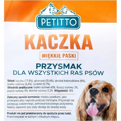 PETITTO Soft duck strips pochoutka pro psy 500 g