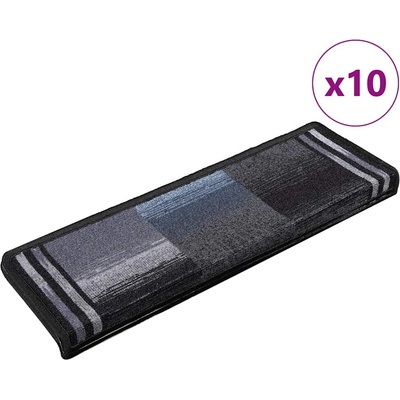 vidaXL Самозалепващи стелки за стълби, 10 бр, 65x21x4 см, черно и сиво (149843)