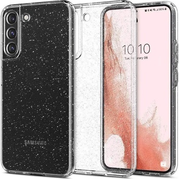 Spigen Liquid Crystal Glitter Case - тънък качествен силиконов (TPU) калъф за Samsung Galaxy S22 (прозрачен)