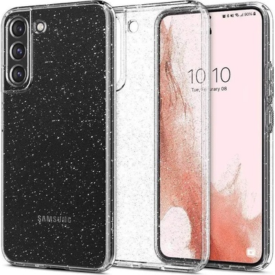 Spigen Liquid Crystal Glitter Case - тънък качествен силиконов (TPU) калъф за Samsung Galaxy S22 (прозрачен)