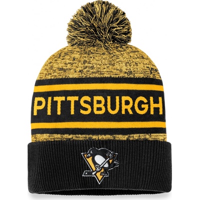 Fanatics pánská zimní čepice Pittsburgh Penguins Authentic Pro Rink Heathered Cuffed Pom Knit