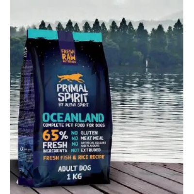 Alpha Spirit Primal Spirit 65% Oceanland Dog Food - студено пресована храна за кучета от всички породи с риба, пиле и ориз, БЕЗ ГЛУТЕН, 1 kg PRIM0401
