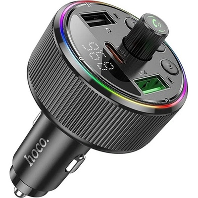 hoco. E82 Bluetooth FM предавател за кола, зарядно устройство, 2 USB гнезда v5.3, LED дисплей, ЧЕРНО (E82)