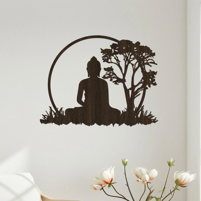 dřevo života Dřevěný obraz Ranní meditace Zvolte rozměr šxv (cm): 95x73, Zvolte barvu dekoru: Wenge