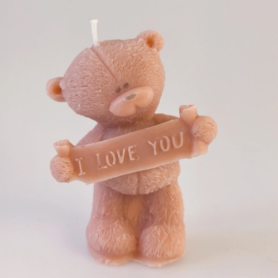 Evička Candles Medvídek s nápisem I LOVE YOU 65 g
