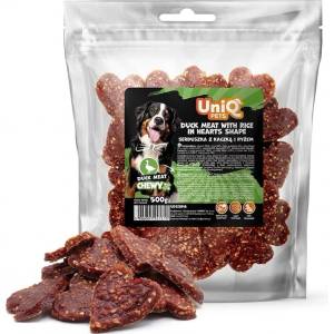 Uniq Pets Dog Snacks duck meat with rice in hearts shape - меки лакомства с патешко и ориз, 500gr