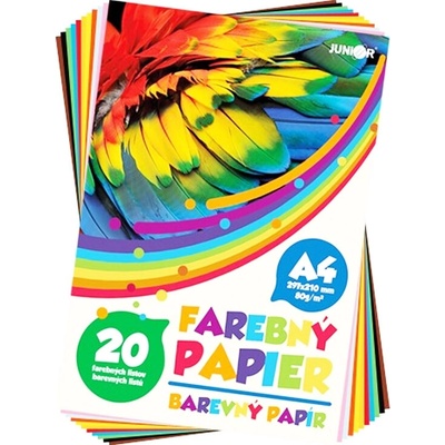 Složky barevných papírů A4 20 listů 80g