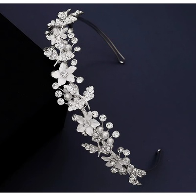 Naishide Jewelry Čelenka do vlasů s květy, krystaly a perlami