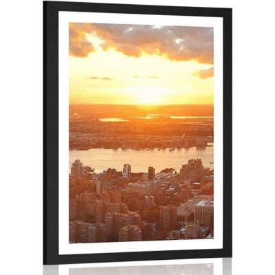 Plakát s paspartou západ slunce nad městem New York - 60x90 no frame