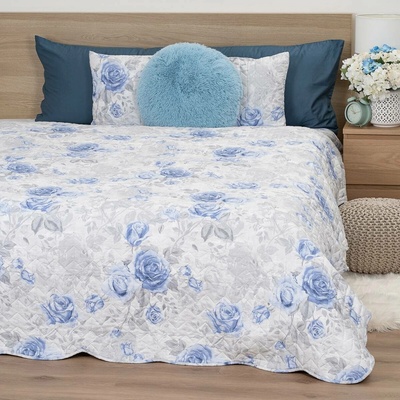 4Home Přehoz na postel Roses in blue, 220 x 240 cm + 2x 40 x 40 cm