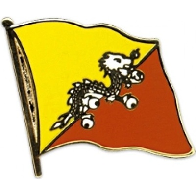 Odznak (pins) 20mm vlajka Bhután - farebný