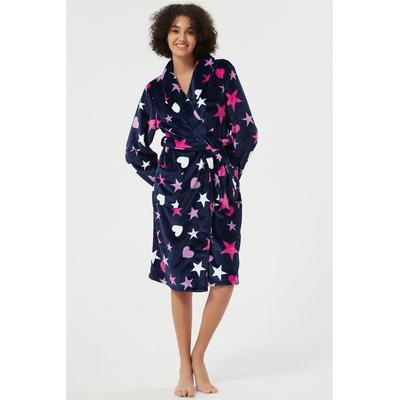 Linea Рокля Linea Heart Star Fleece Dressing Gown - Navy/Pink