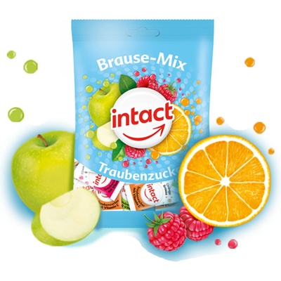 INTACT Hroznový cukor Brause Mix šumivé pastilky vrecko s vitamínom C 75 g