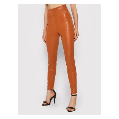 Guess Панталони от имитация на кожа Priscilla W1BB08 WE5V0 Оранжев Extra Slim Fit (Priscilla W1BB08 WE5V0)