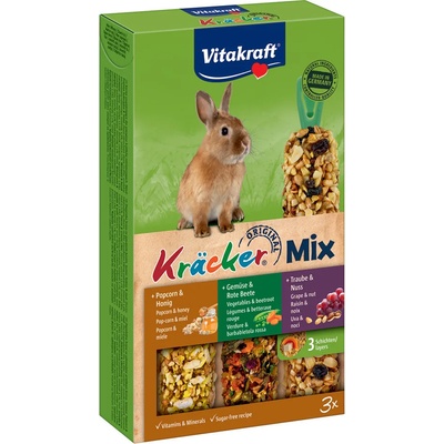 Vitakraft Vitakraft Trio-Mix крекери за мини-зайчета - 1 x 3 бр. комбинирани (мултивитамини, зеленчуци, пуканки)