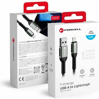 Forcell C257 USB-A na Lightning (2,4A 12W), 3m, černý