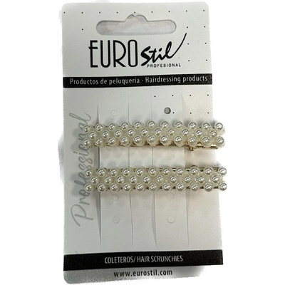 Eurostil Peard Gold Hair Clips - ozdoby do vlasov (sponky, čelenky, klipsy) VÝPREDAJ: 06937 - hrantá sponka, 2ks/bal - 5,5 cm
