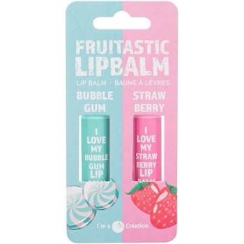 2K Fruitastic odstín Bubble Gum balzám na rty 4,2 g + balzám na rty 4,2 g Strawberry dárková sada